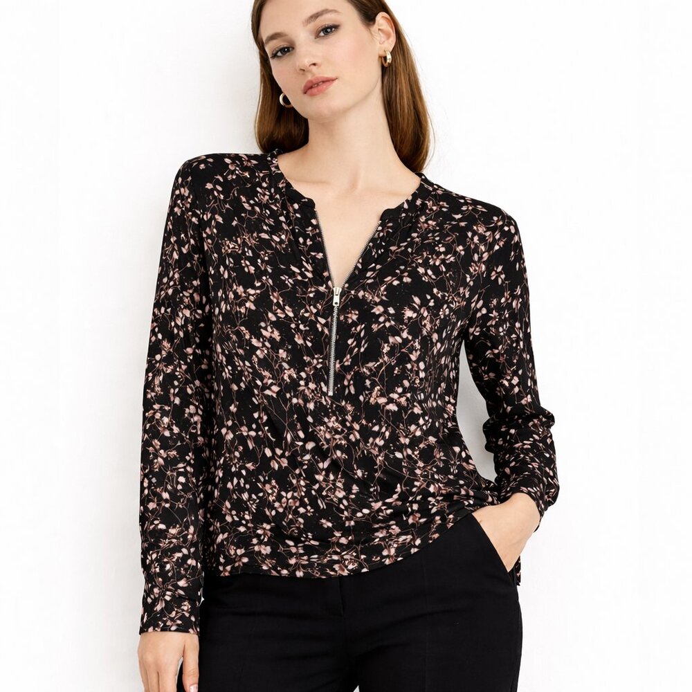 Express Vine Zip Front Blouse / Shirt M